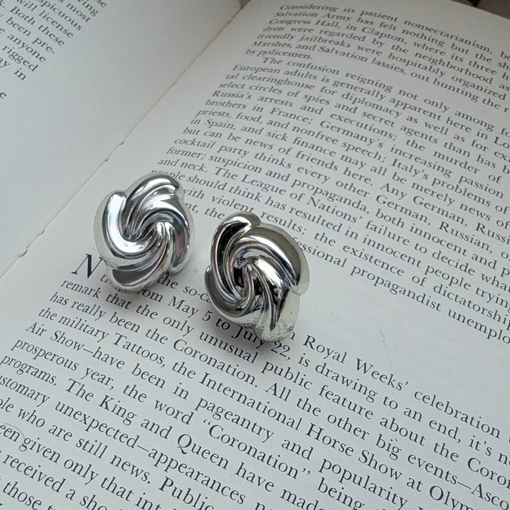 Silver Swirl Silver Plastic Earrings - Picture 5 of 7
